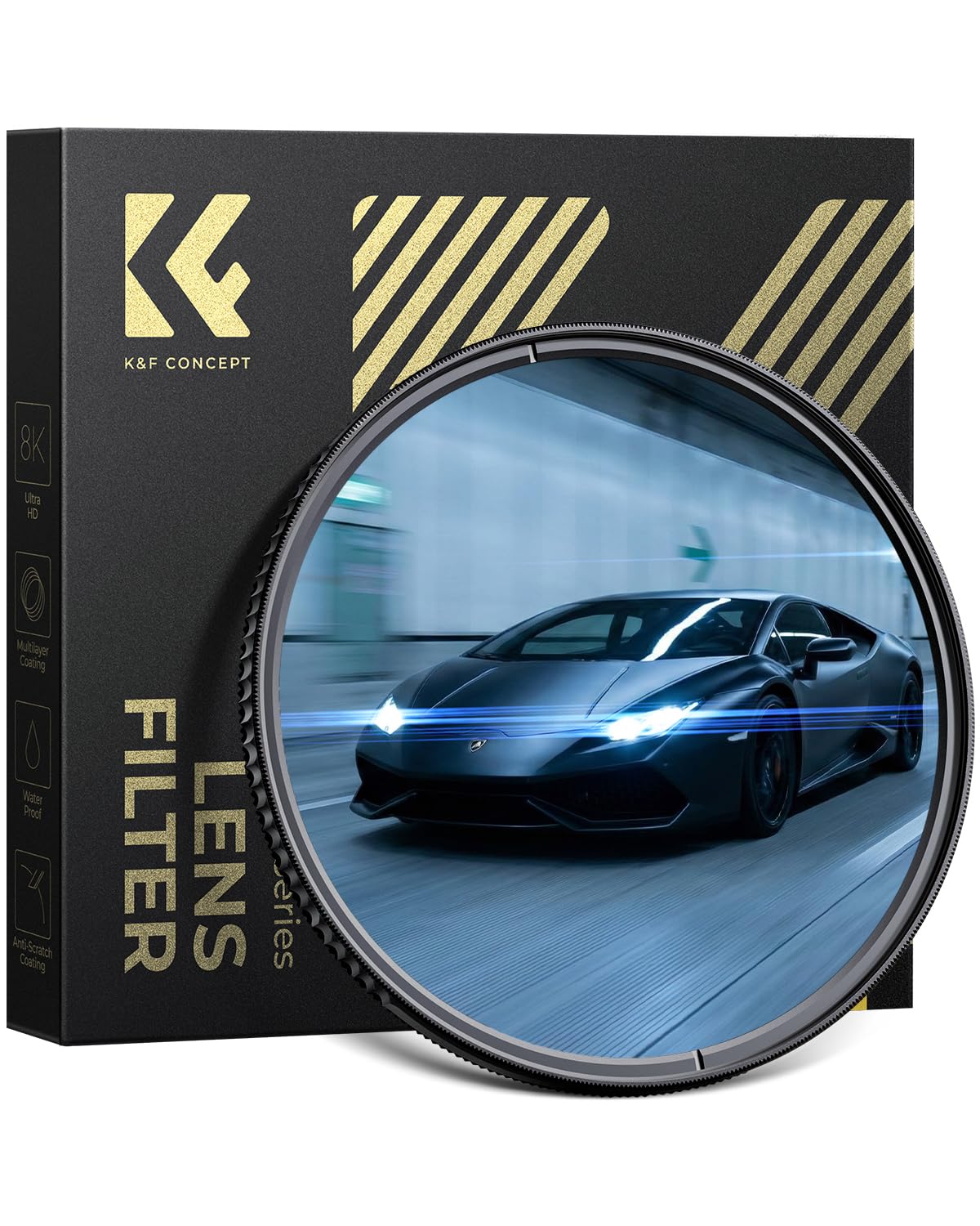 K&F CONCEPT 77mm Blue Streak Filter Filtre Effet Anamorphique Filtre Diffusion Créatif Cinématographique HD Fin Nano-Revêtements Étanche pour Objectif