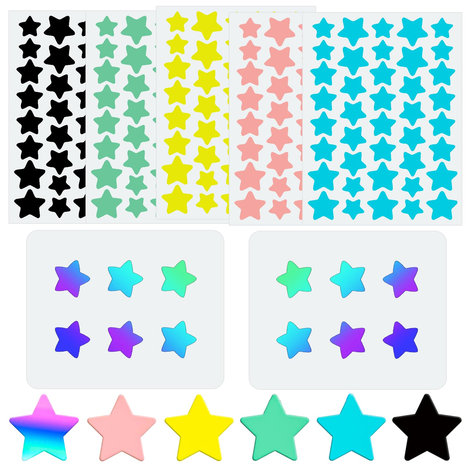 208 Dots Acne Starface Pimple Patch 6 Color, Star Face Pimple Patches Stars - Star Spot Patches - Pimple Patches Cute - star Patches for Spots for Acne Blemish Pimples Whiteheads Zit