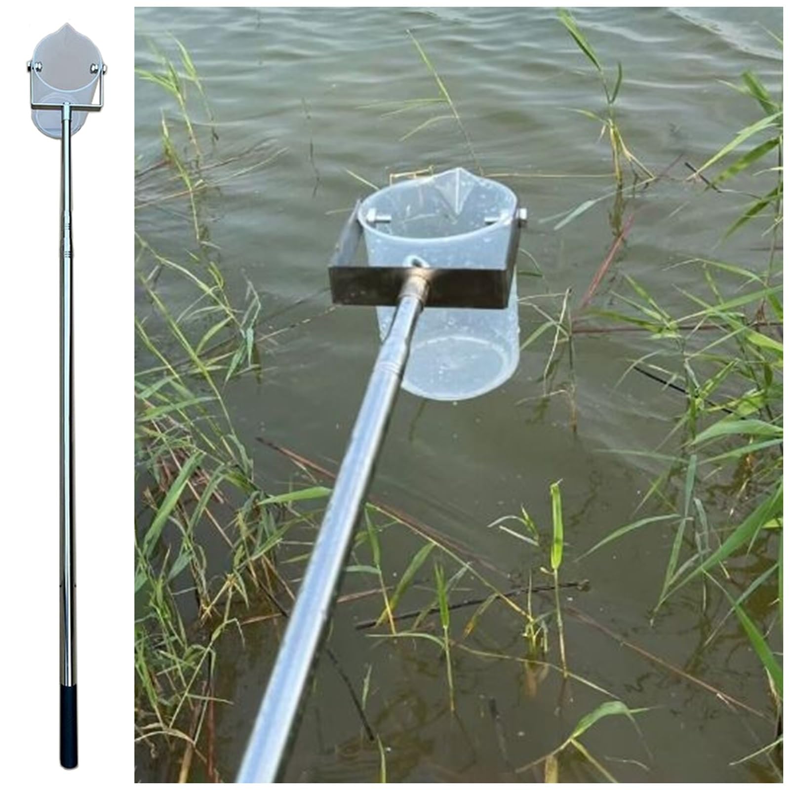 Campionatore d'acqua per campionamento fisso o oscillante, palo telescopico con becher, portata di 1.5-6m