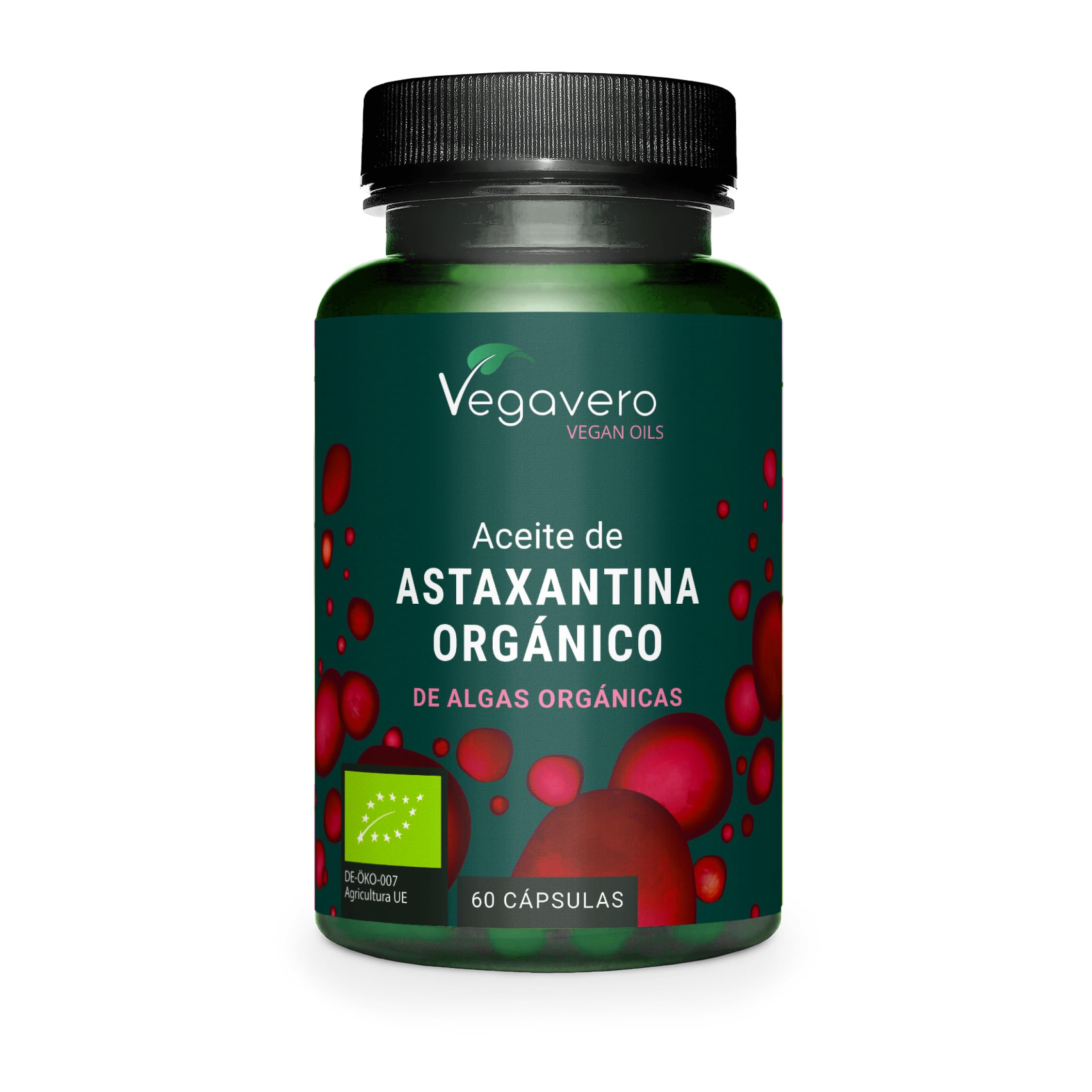 Astaxantina BIO Vegavero | 8 mg en Aceite Ecológico Puro | Alta Absorción | 60 Cápsulas | Antioxidante y para la Vista | Sin aditivos | Vegano
