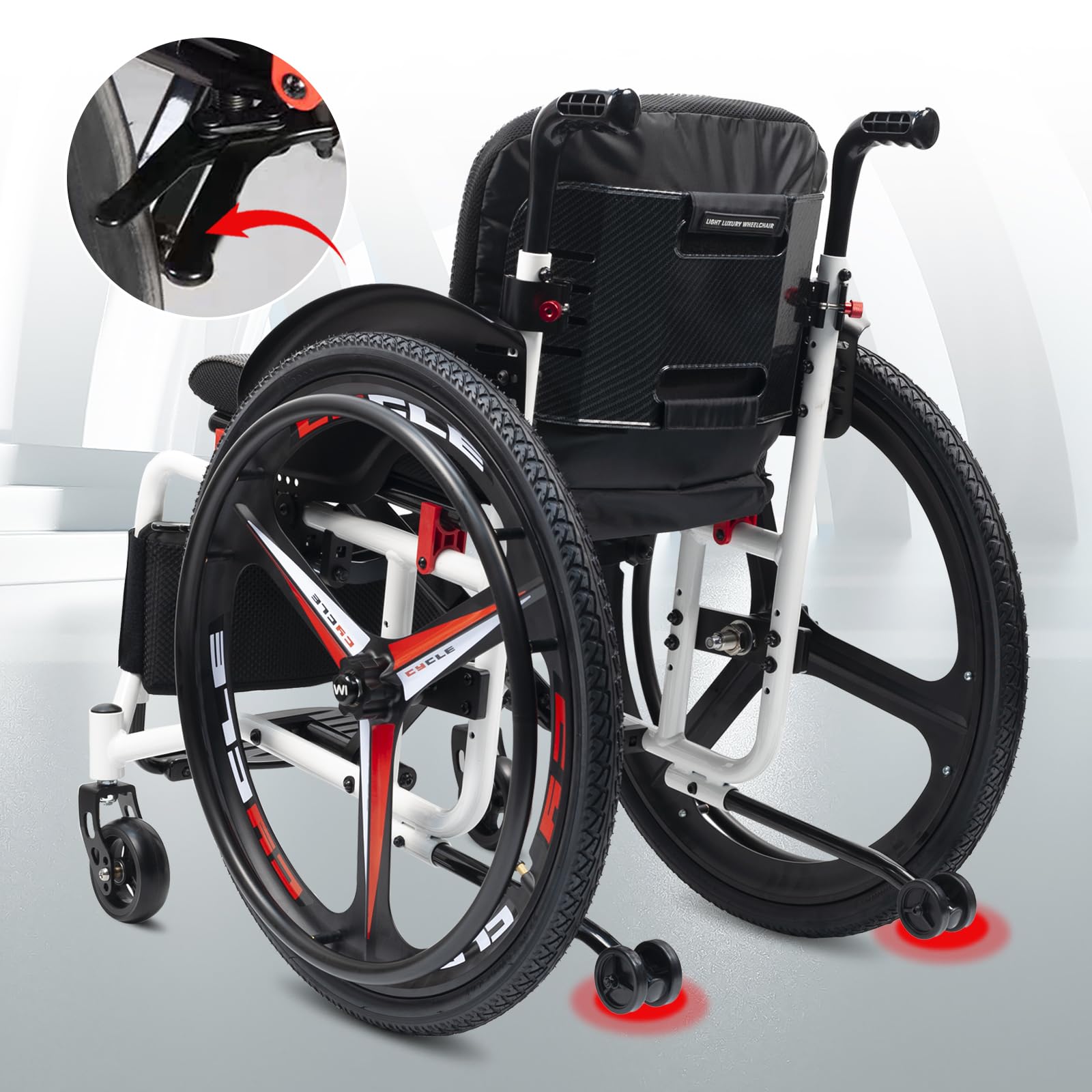Silla de Ruedas Deportiva Manual Plegable - Ultraligera de Aleación de Aluminio,carga 100 kg,silla De Ruedas De Transporte Plegable Deportiva,Freno de mano, liberación rápida(Seat width 42cm/16.5in,A)