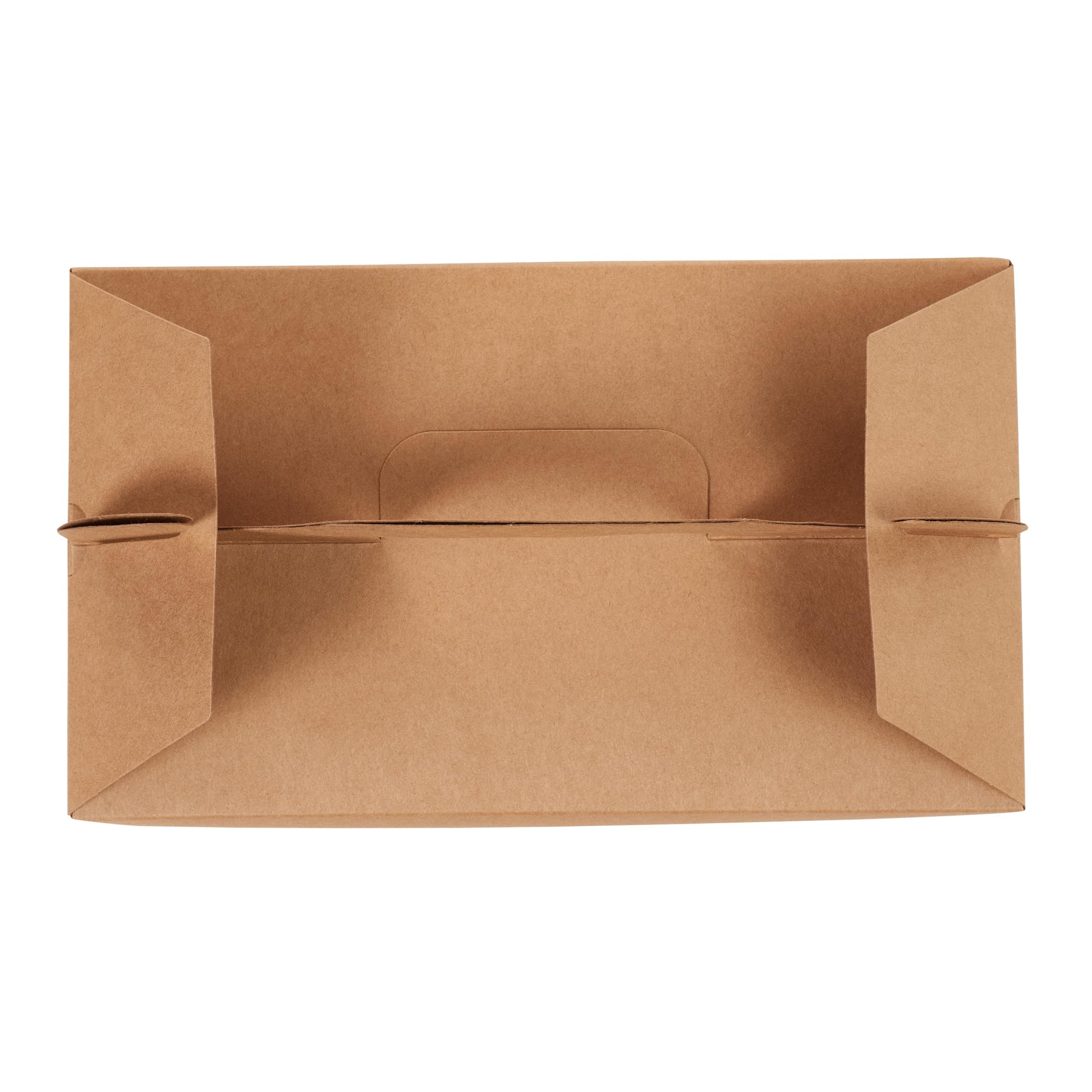 Restaurantware Bio Tek - Cajas de regalo de 10.2 x 5.9 x 6.9 pulgadas con asas, 100 cajas rectangulares a dos aguas, con pestaña segura, cajas de cartón kraft resistentes a la grasa, reciclables