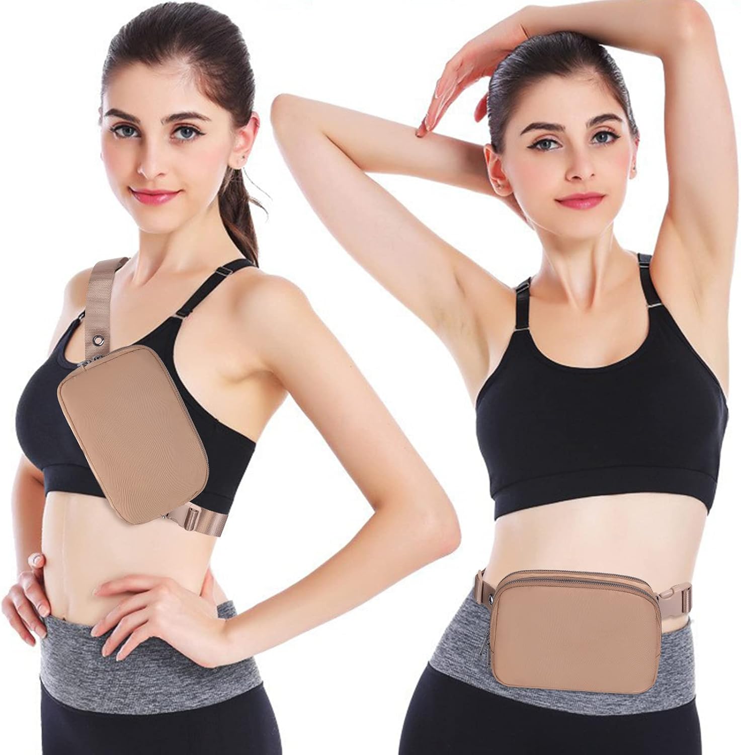AROME Mini Belt Bag for Women, Fashion Waist Packs Fanny Pack Crossbody Bags with Strap Extender for Women Men, Waterproof Waist Bag Hip Bum Bag for Casual Travel Running Hiking Outdoor Sports image 2