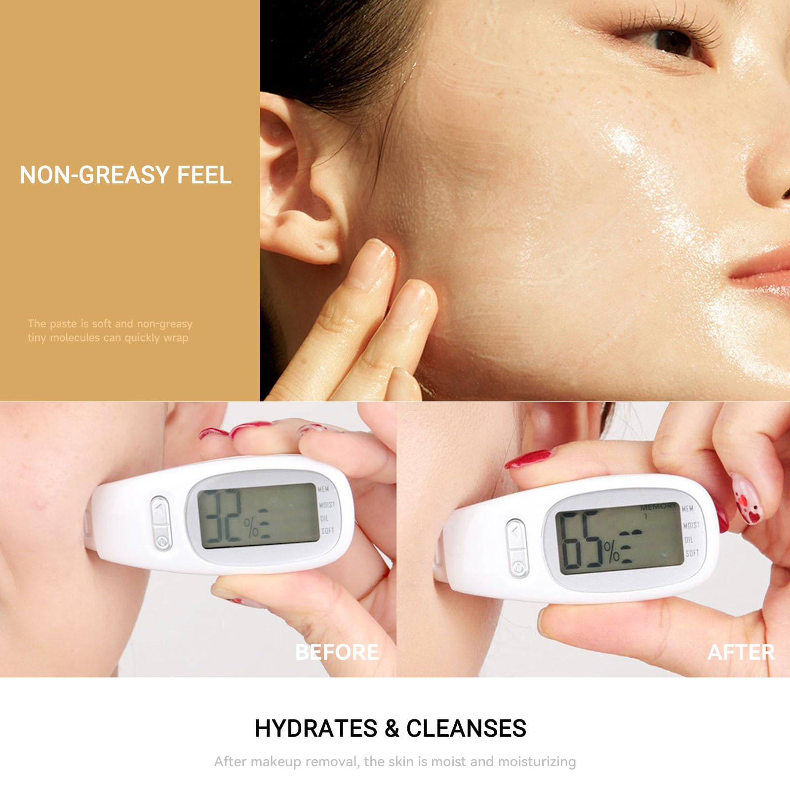 Bálsamo Desmaquillante Facial, Limpiador Facial Todo Tipo de Pieles Retira Suavemente Máscara de Pestañas, Delineador de Ojos y Maquillaje, Ingredientes Naturales - 2 piezas#A
