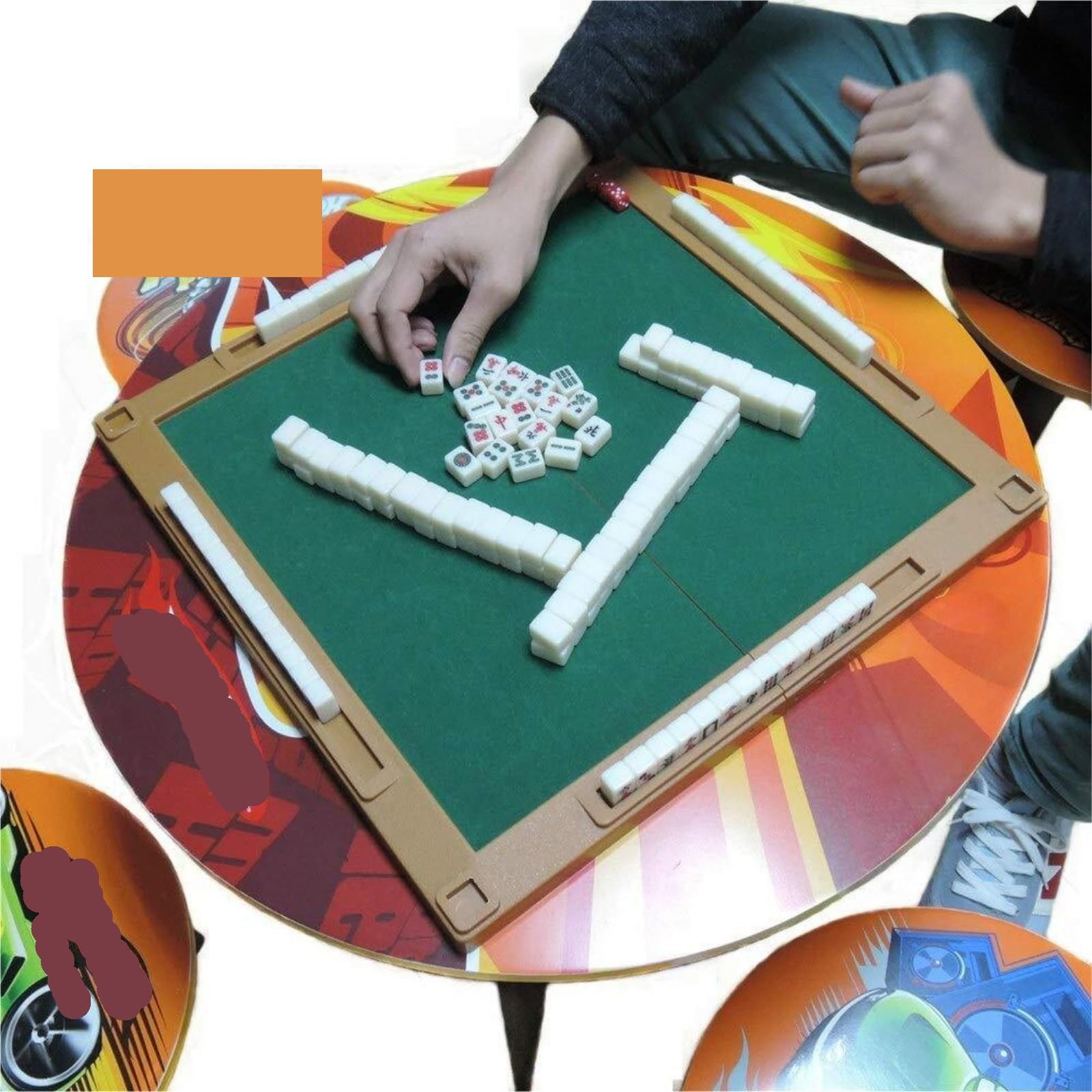 Chinesisches Mahjong Mahjong-Set, 144 Kacheln, Tragbar, Mahjong Mit Klappbarem Spieltisch, Majiang-Reiseset, Familienfreizeit Für Familie Reise Spiel
