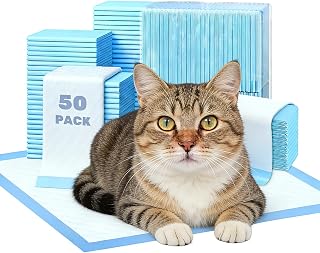 Simple Deluxe Cat Pads 17.6"x23.6", 50 Ct | Pee Pads for Cats | Thickened 6-Layer Super Absorbent Pads |Odor Control Cat Litter Box Replacement Pads