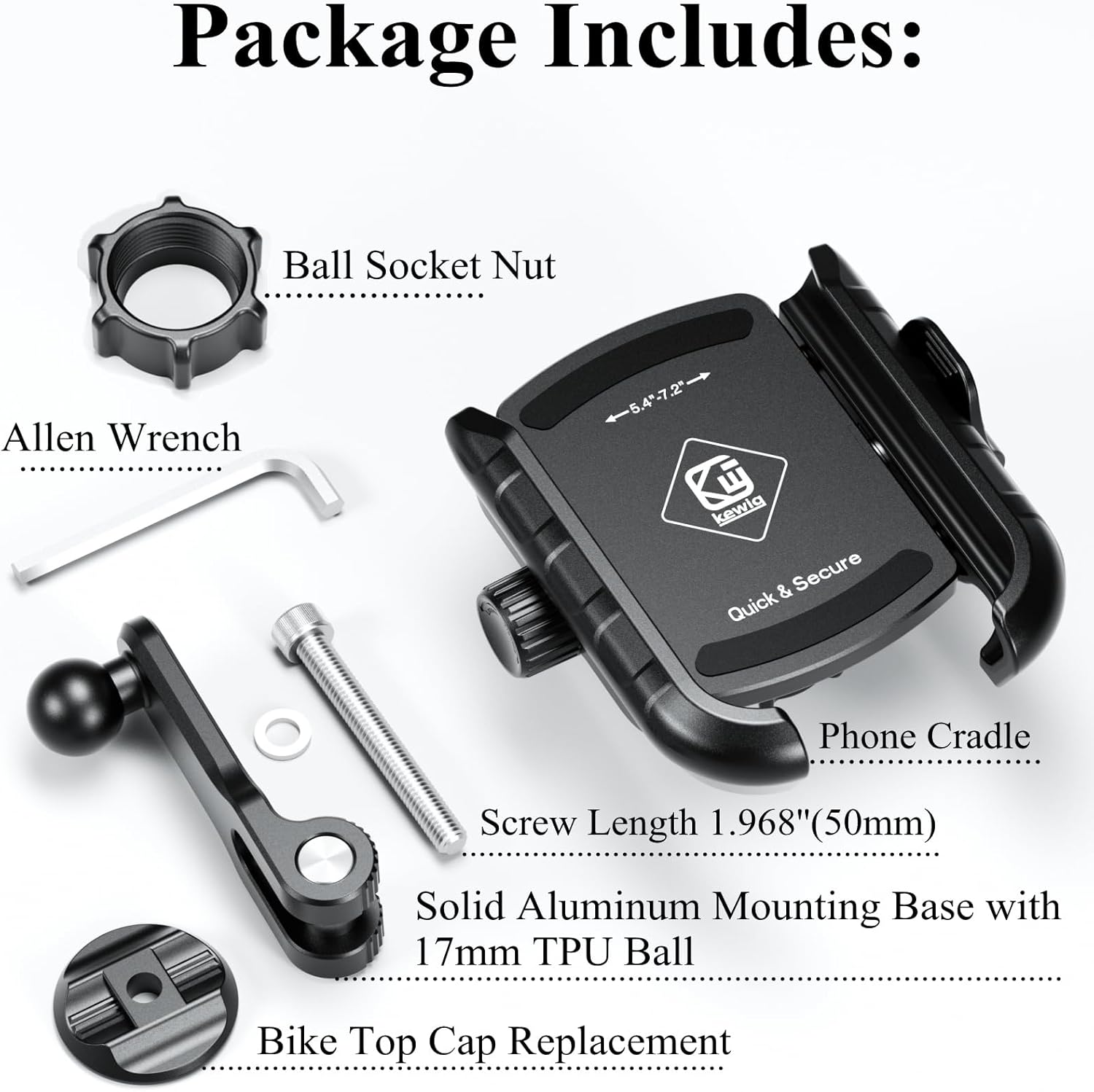 BRCOVAN Bike Fork Stem Phone Mount Holder [Camera Friendly] [1s Lock & Release] Adjustable Bicycle Headset Top Cap Cellphone Cradle with Solid Aluminum Mounting Base Fit 5.4'' - 7.2" Smartphones - Image 8