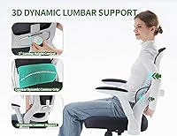 Vista 5 de Silla de oficina ergonómica, sillas de escritorio para computadora cómodas, silla de juegos de respaldo alto de malla con soporte lumbar ajustable