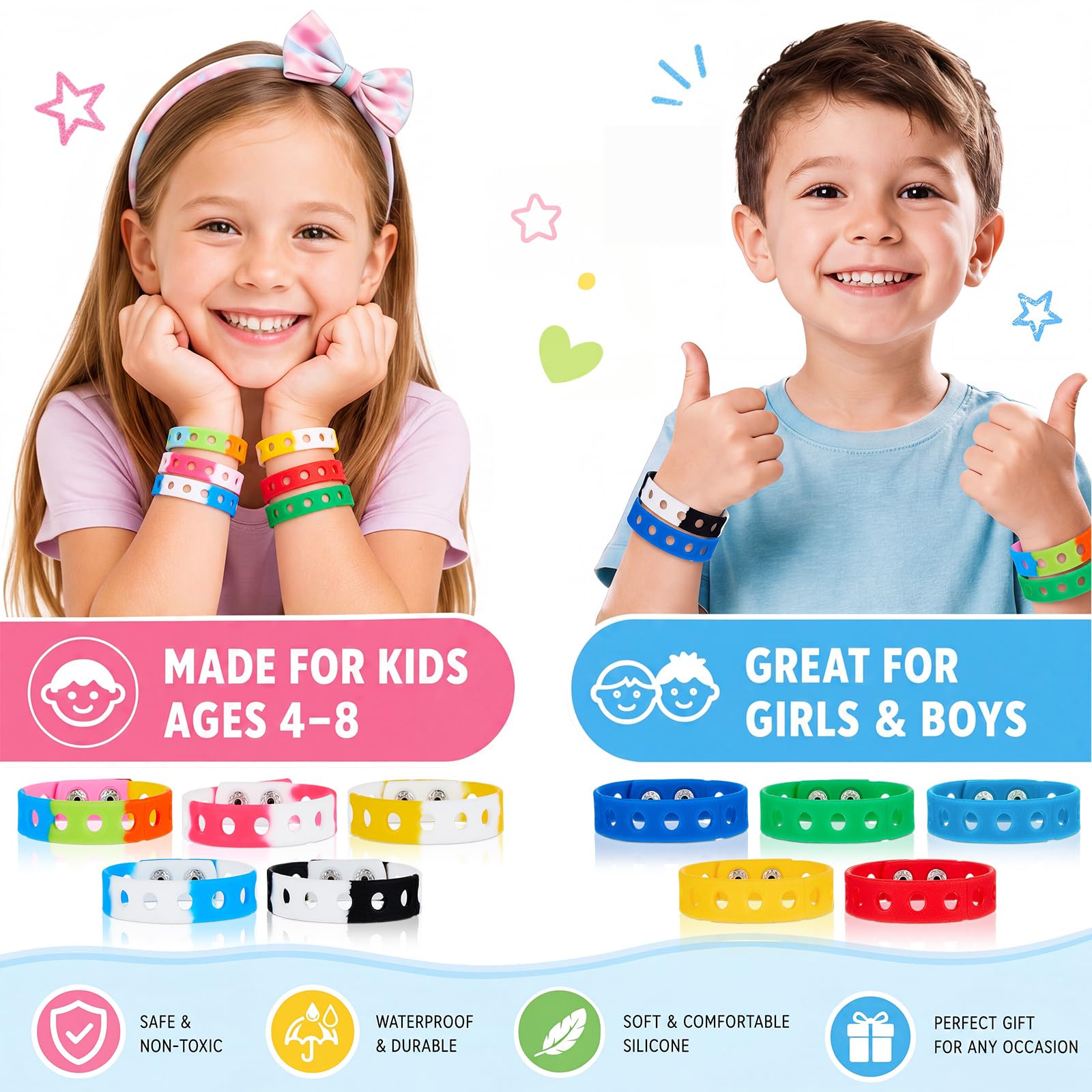 Lot de 10 bracelets en silicone doux et extrêmement extensibles - Couleurs mélangées, One Size, Silicone, caoutchouc Lot de 10 bracelets en silicone doux et extrêmement extensibles - Couleurs mélangées, One Size, Silicone, caoutchouc