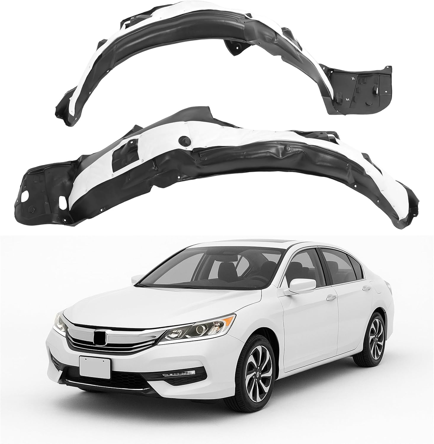 ALMULOO Pair Fender Liner Compatible with 2016-2017 Honda Accord Sedan Replacement for HO1248157 HO1249157 74150T2AA01 74100T2AA01, Left and Right,Wheel Liner Splash Shields Guard Inner Panel