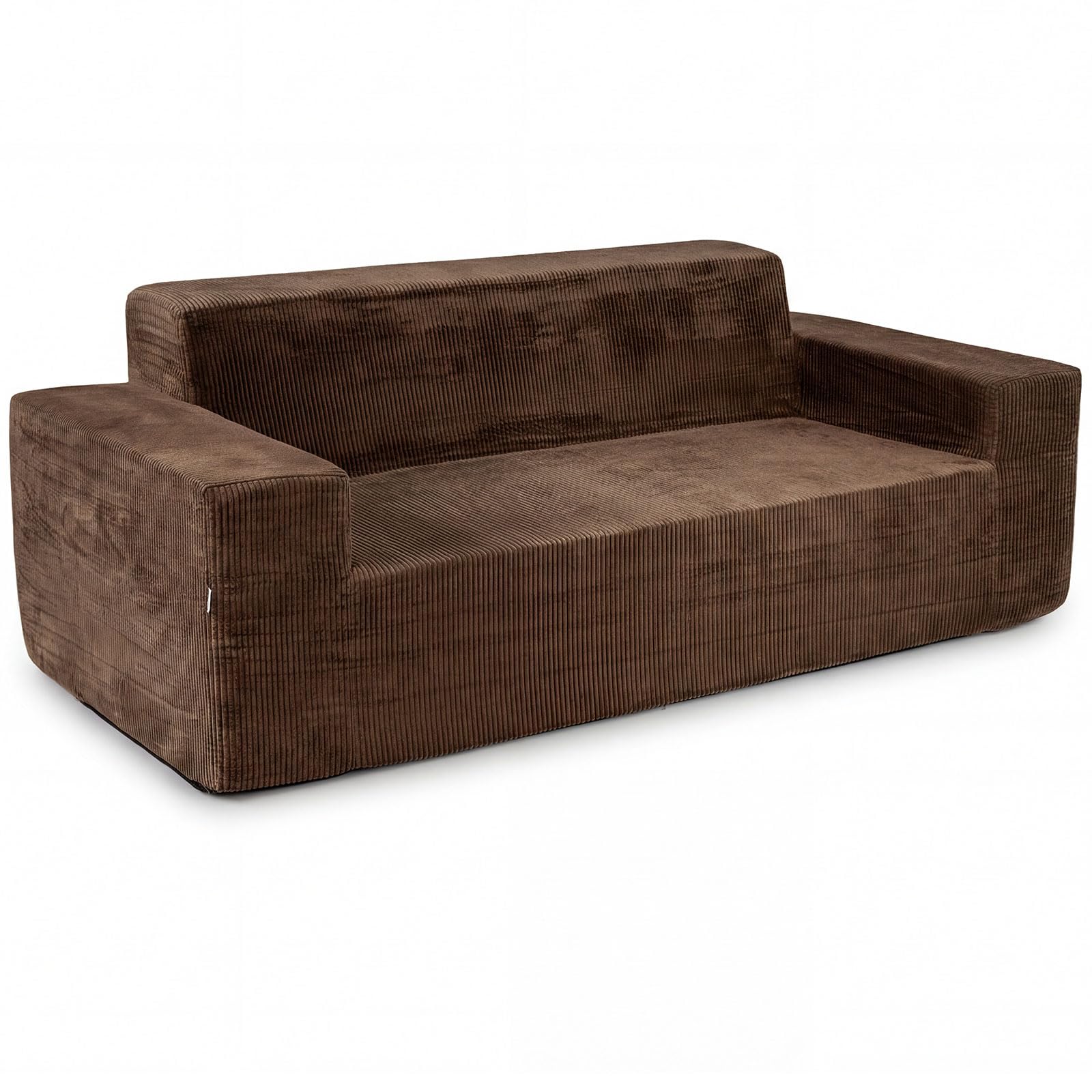 COSTWAY Divano a 3 Posti in Velluto a Coste, Divano Senza Ossatura con Schienale Alto, Braccioli Larghi e Seduta Profonda per Soggiorno, Appartamento e Camera da Letto, 197x97x69 cm