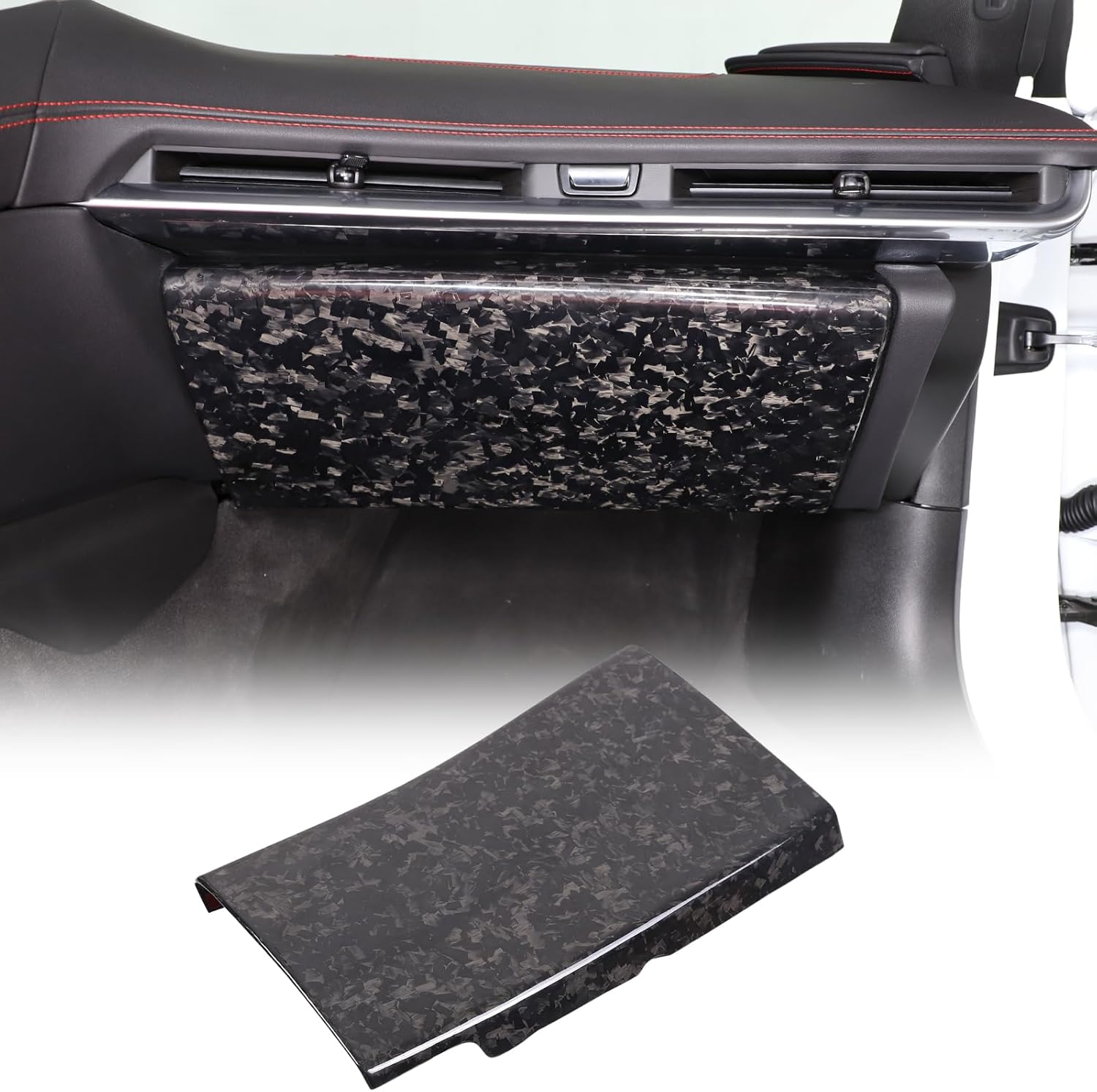 Real Carbon Fiber Co-Pilot Glove Storage Box Panel Cover Compatible with Chevrolet Corvette C8 Stingray 2020-2026, Center Console Glove Box Panel Trim Cover Accessories (Black)