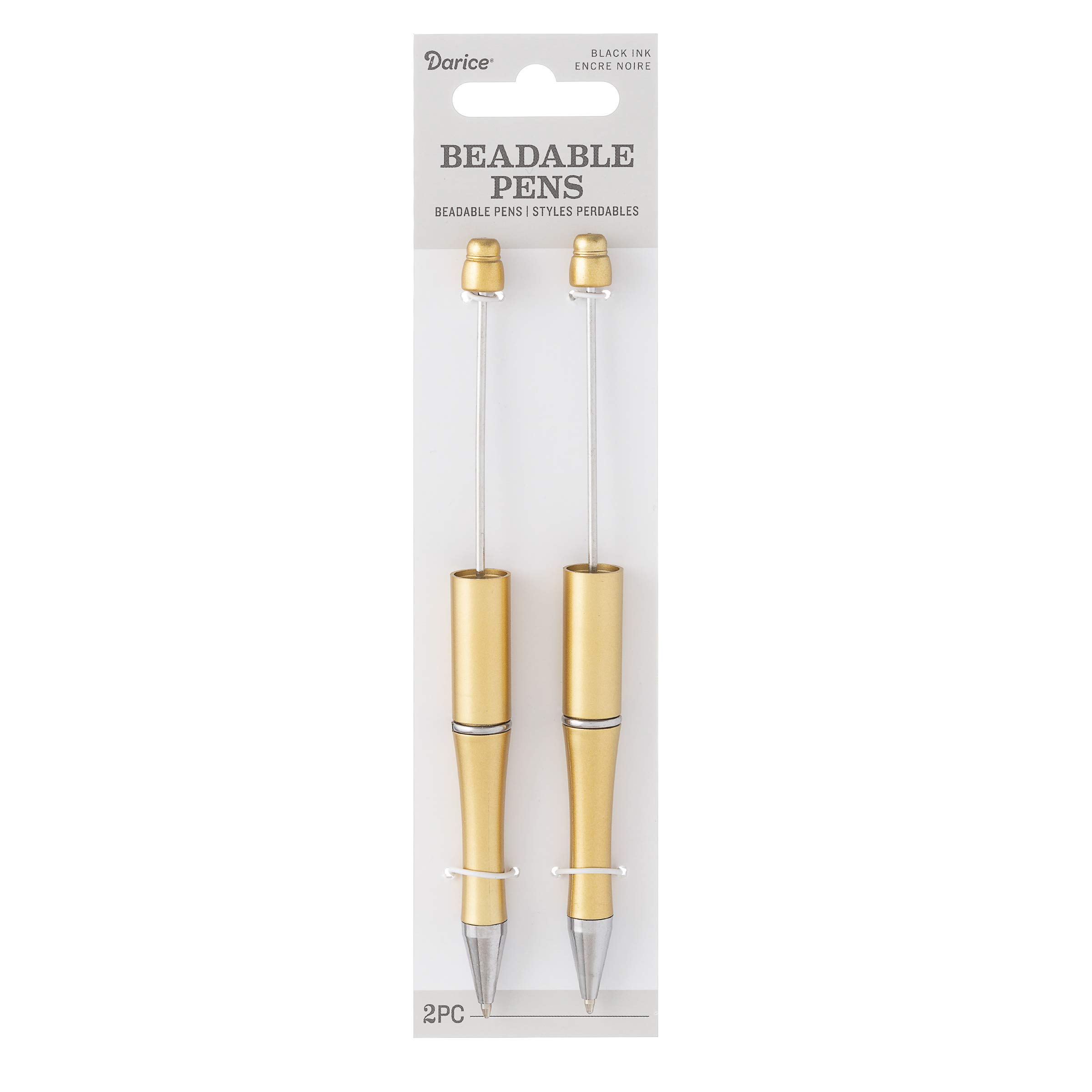 Darice Gold Beadable Pen Shaft Black Ink, 2 Pieces