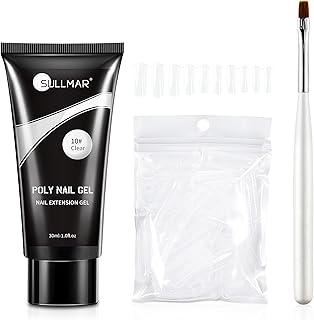 Clear Poly Nail Gel Kit Nail Builder Gel Nail Extension Poly Gel Nail Nail Art Design Poly Nail Gel Colors with Nail Brush 40pcs Dual Form for Nails Kit for Home and DIY (30ml/1fl.oz)