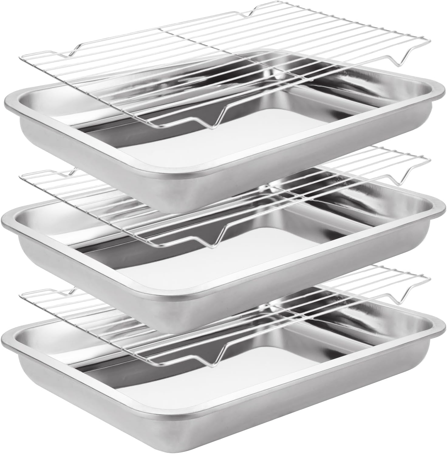 Amazon.com: LOPYXBR Set of 3 Stainless Steel Baking Sheet with Wire ...