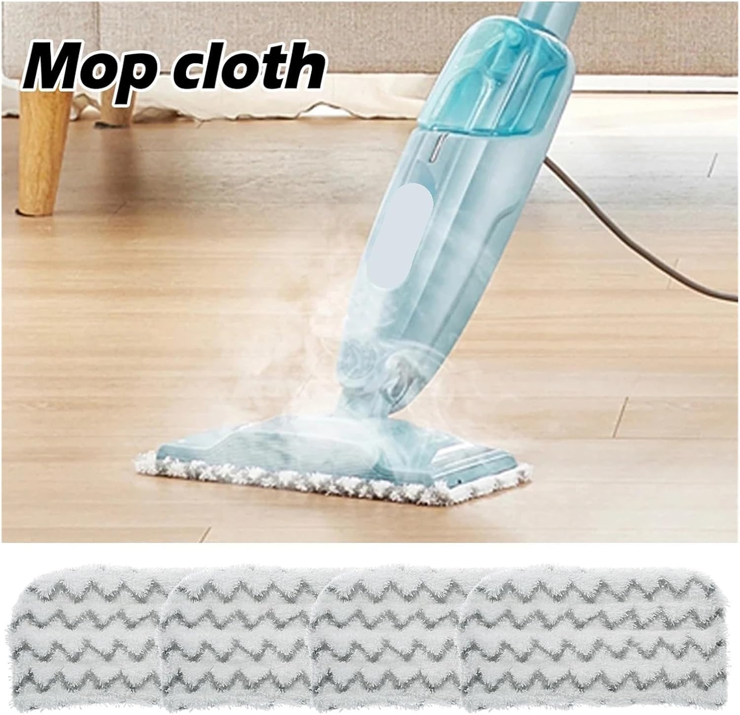 4Pcs Steam Mop Replacement Pad Reusable Stem Washable Accessories Rags