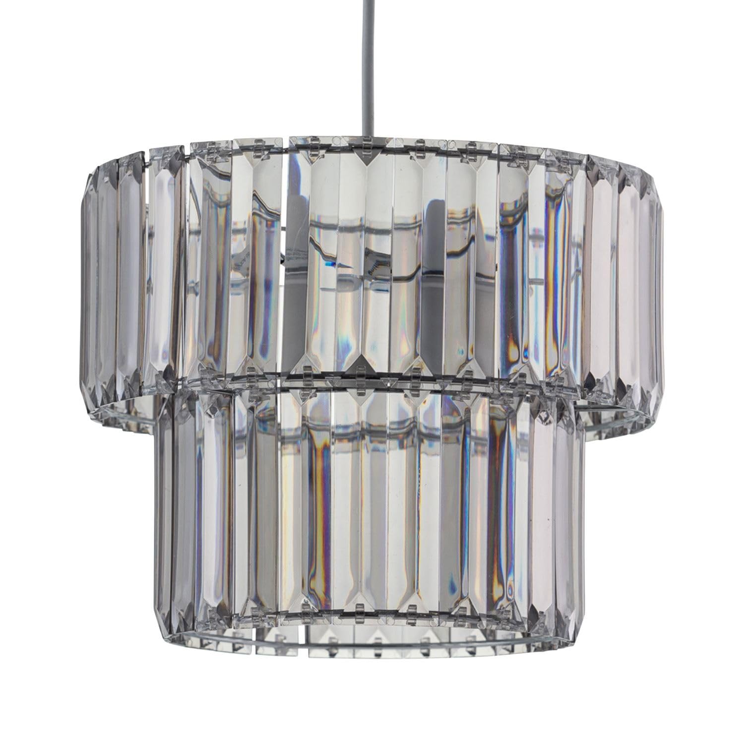 First Choice Lighting Clint Chrome Smoked Easy Fit Fabric Pendant Shade from B&Q