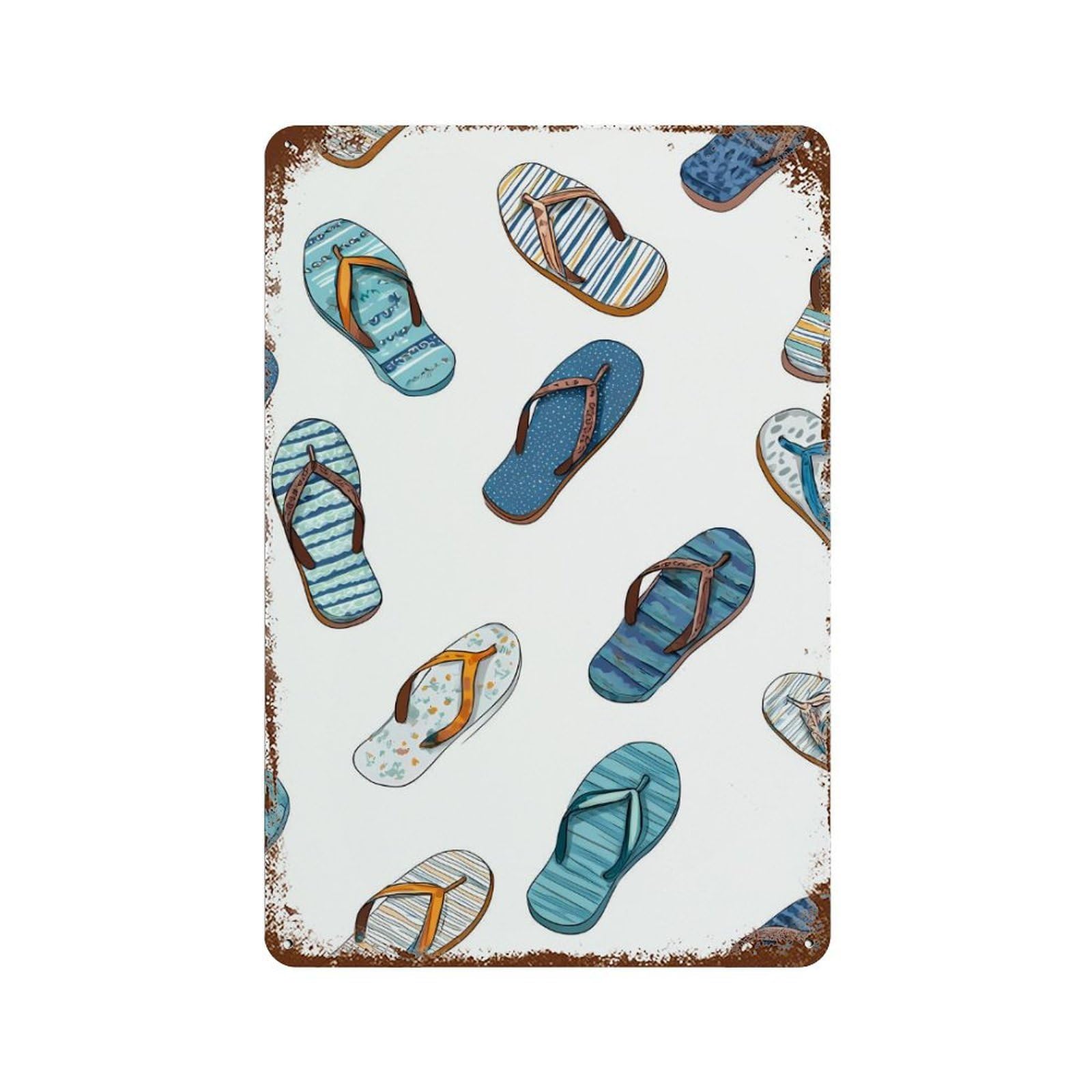 Flip Flops Metal Tin Signs Vintage Wall Art Iron Painting for Home Office 11.8"x7.9"