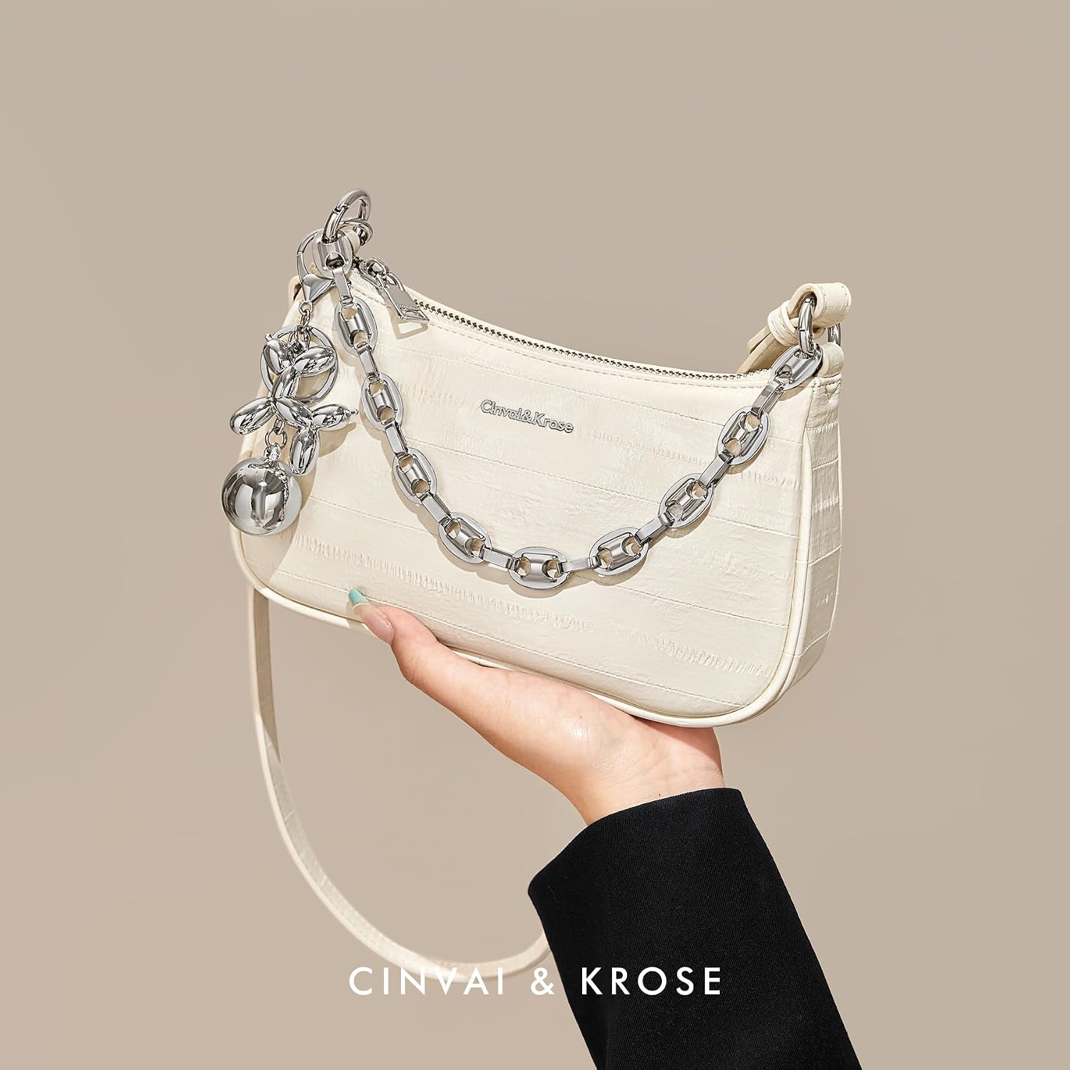 Shoulder Bag for Women Cute Hobo Purse Retro Clutch Underarm Handbag with Zipper Closure