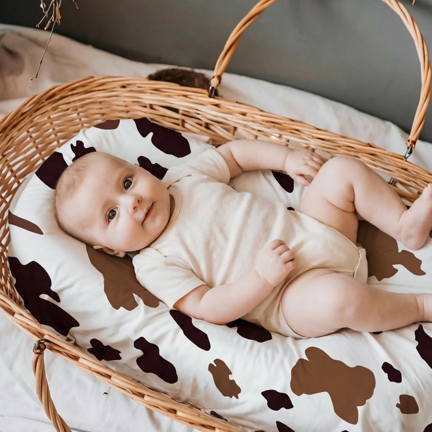4 Pack Stretch Soft Baby Bassinet Sheet for Girls, Boys, Breathable Cozy Crib Sheets Fit for Hourglass Oval Rectangle, Bedside Sleeper Bassinet Sheets（Western Cowboy）