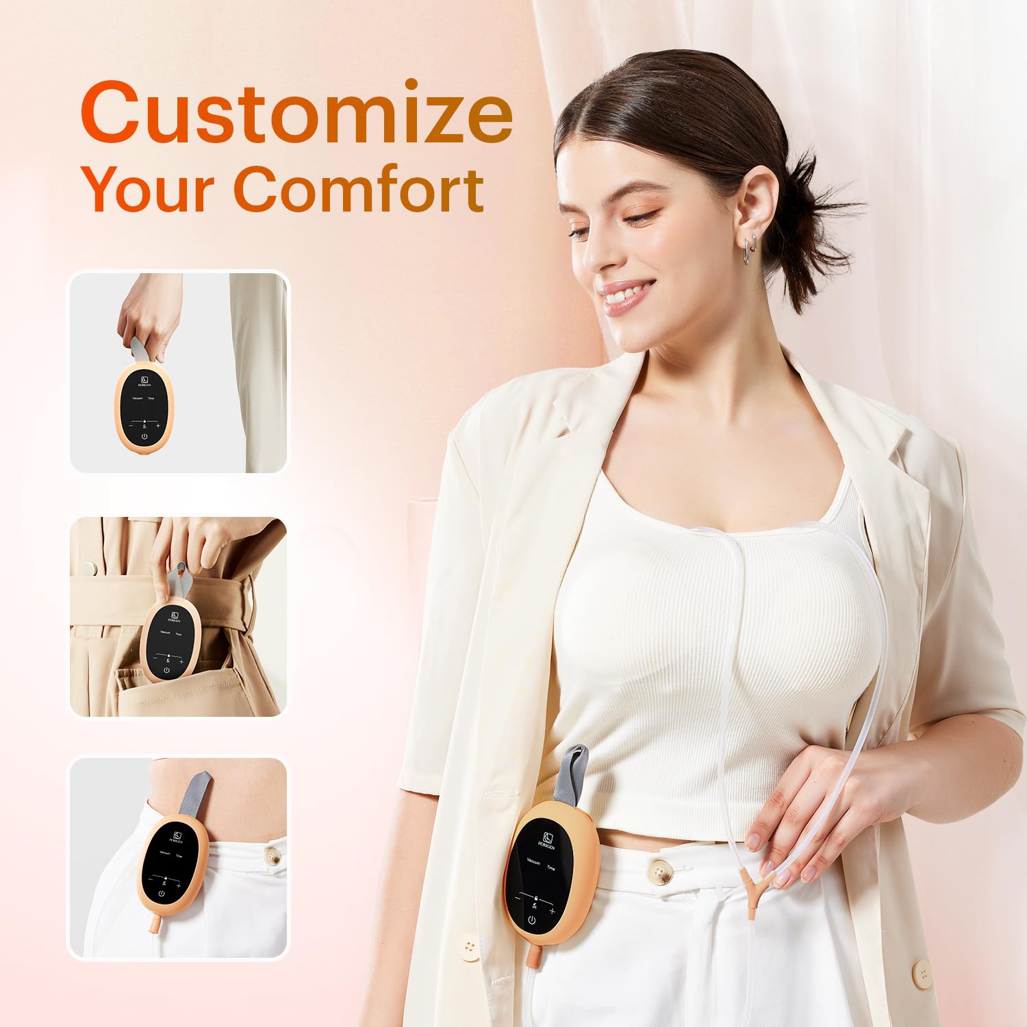 Upgraded Wearable Hands Free Breast Pump: D6 Portable Low Noise Breastfeeding Pumps with 3 Modes & 9 Levels & Memory Function | Leak-Proof Double-Seal Design | Strong Suction 15/17/21/25mm Flange