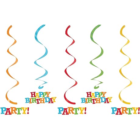 Festive Birthday Party Decorations: 5-Count Multicolor Hanging Dizzy Danglers by Creative Converting