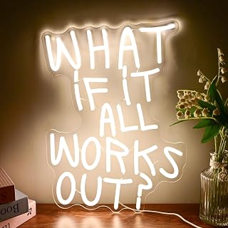 What If It All Works Out Neon Signs for Wall Decor,Dimmable LED Light Up...