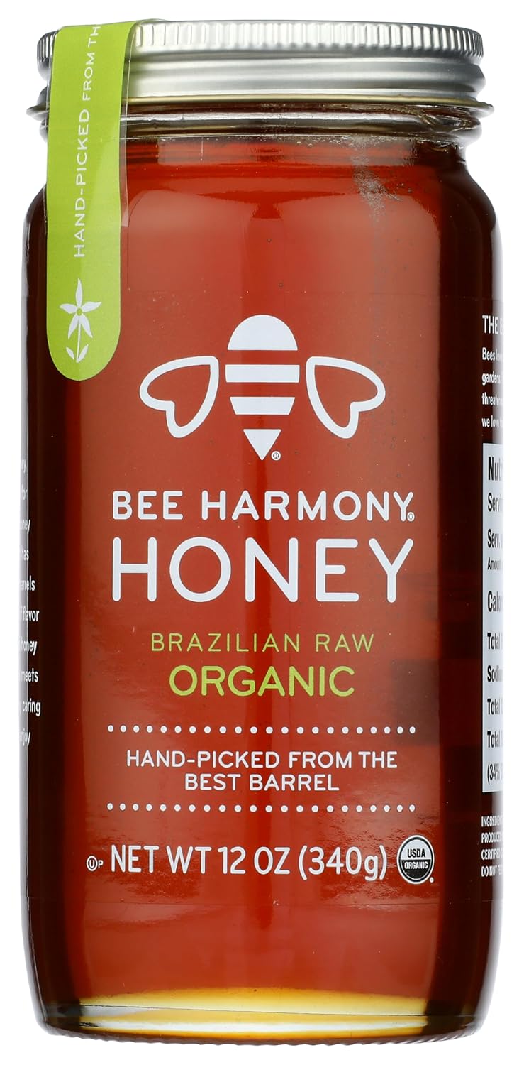 Bee Harmony Raw Honey, Organic Brazilian, 12 Ounce