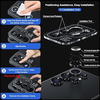 WSKEN For Samsung Galaxy S25 Ultra Camera Protection - 9H Hardness Scratch-Resistant Bubble-Free HD Tempered Camera Metal Glass Tempered Glass Screen Protector Film 5G Accessories Mobile Phone Case Friendly Titanium