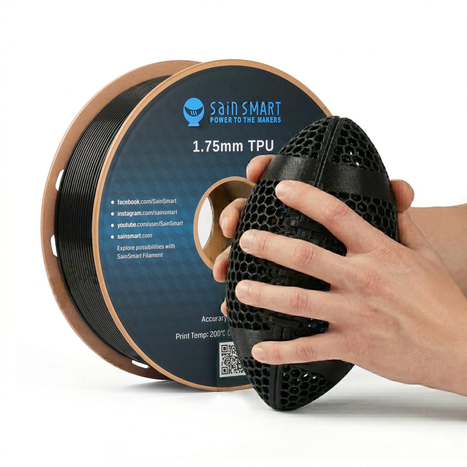 SainSmart TPU Filament 1.75mm, Upgrade 1KG (2.2 lbs) 95A Flexible TPU, ±0.05mm Accuracy,…