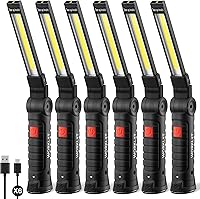 Ruboliy 6-Pack Magnetic Rechargeable Work Lights - 360° Rotatable, 5 Modes, Hook & Magnet for Mechanics, Car Repair, Emergencies