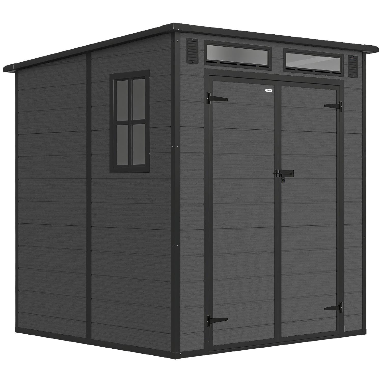 Casetta da Giardino con 2 Ante, in Pp e Alluminio, 182x182x196 cm, Grigio Scuro