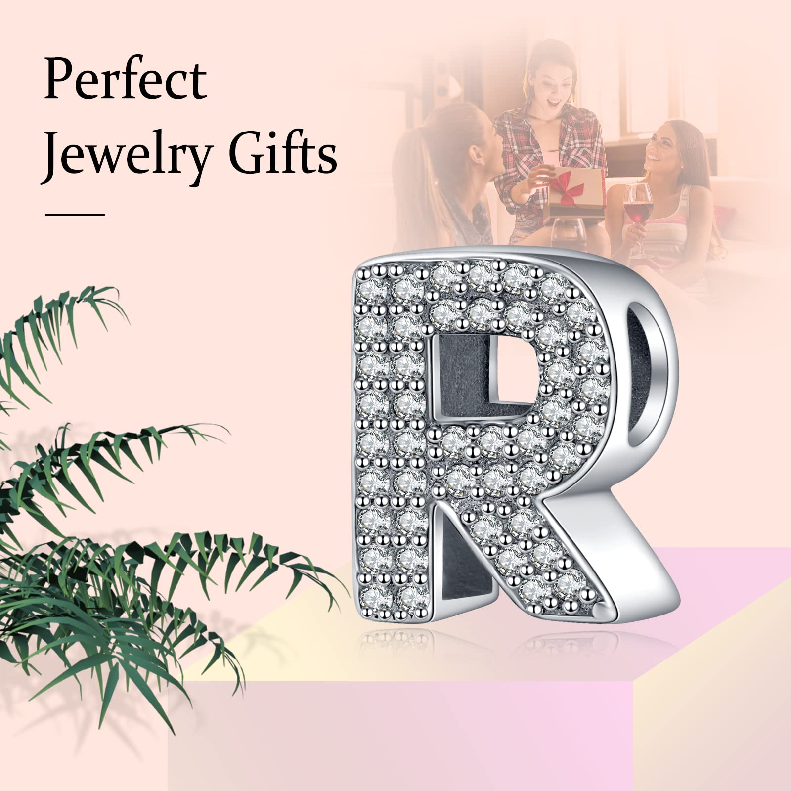 LaMenars Charms con lettere dalla A alla Z, perline in argento sterling 925, adatte a bracciali con zirconi 5A, regali di gioielli di compleanno per donne e ragazze