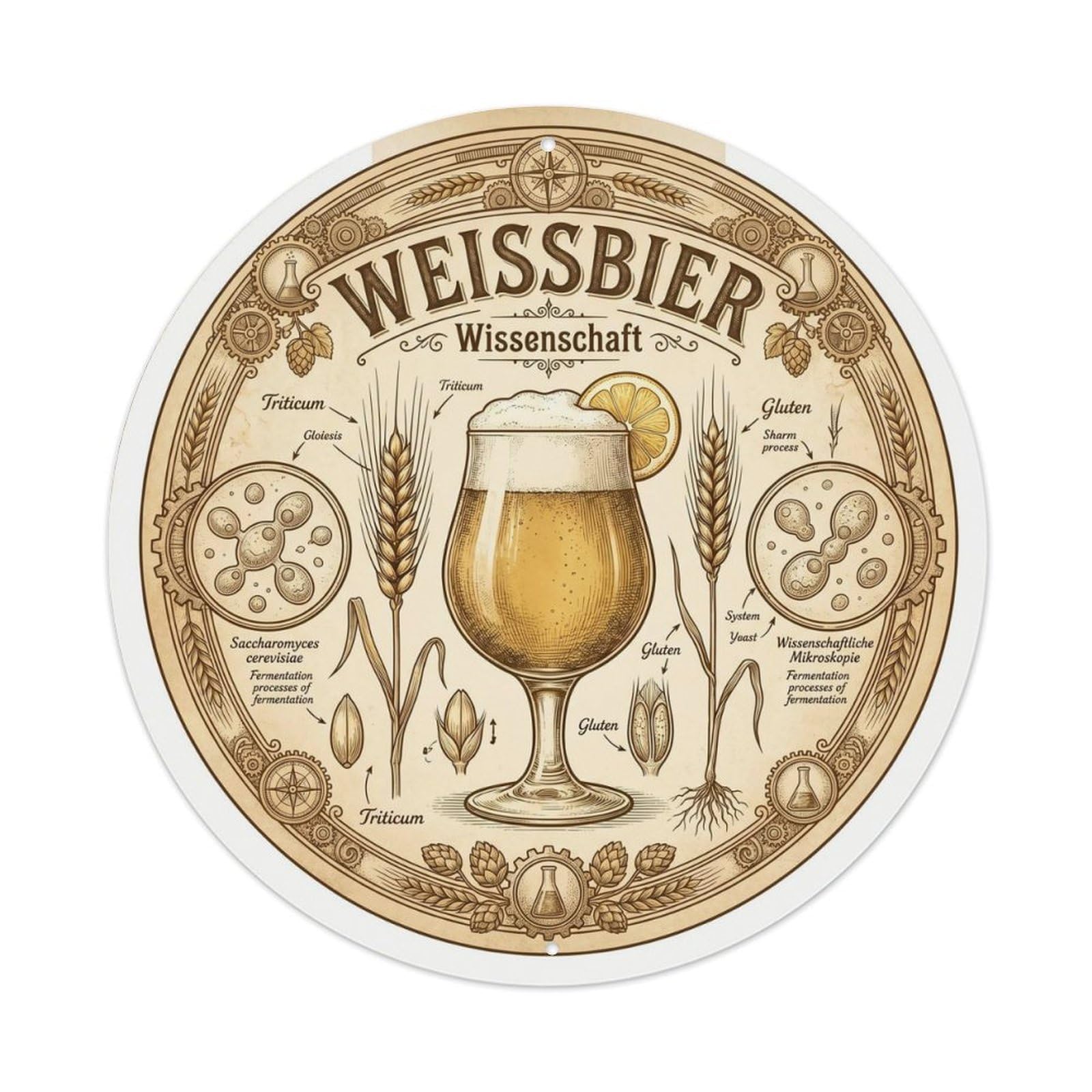 German Wheat Beer Cellar Brew Wild Ferment Vintage Metal Tin Sign