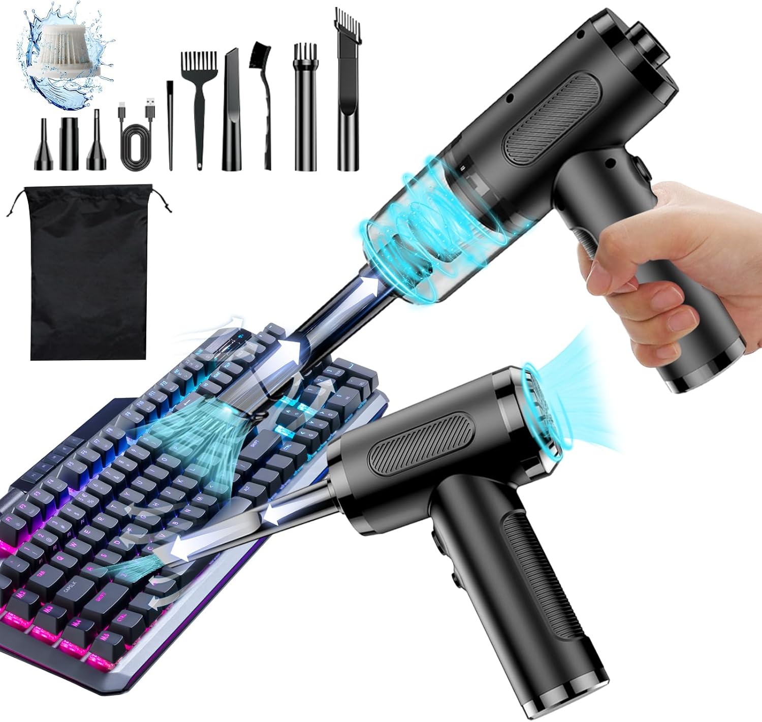 Hiyorsoa Compressed Air Duster Cleaner for PC, 2-in-1 Computer Vacuum ...