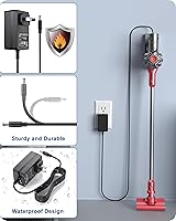 Vista 4 de Para PRETTYGARDEN CARE - Cargador inalámbrico para aspiradora compatible con SPRETTYCARE W100 W200 W300 W400 20KPa 22.2V 180W cable de alimentación