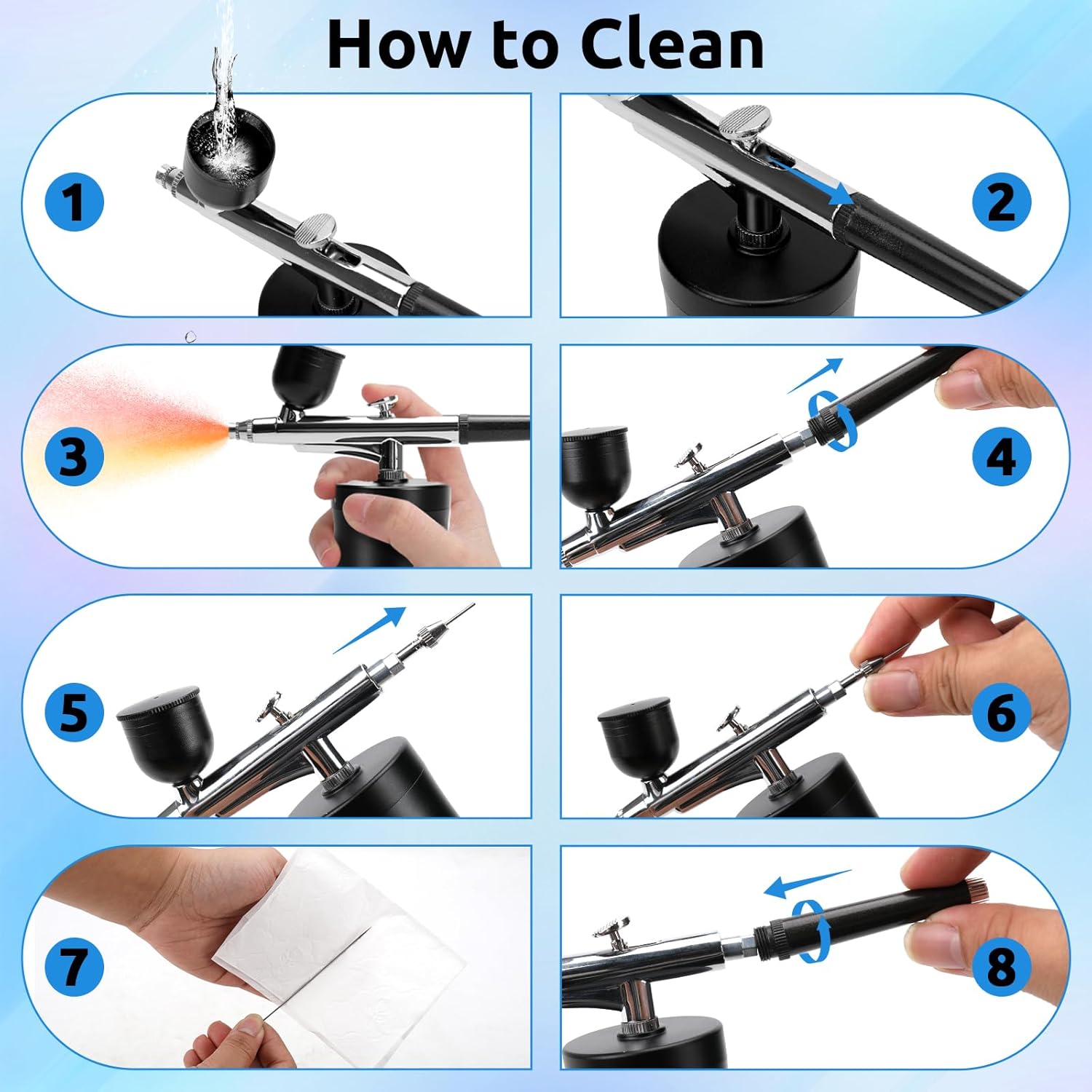 Airbrush Kit with Compressor, Rechargeable Cordless Air Brush Kit Nail Ombre Spray Machine with Cleaning Brush Set for Nail Art, Makeup, Painting, Cake Decor (Black) 7 71NHXCjhhLL. AC SL1500