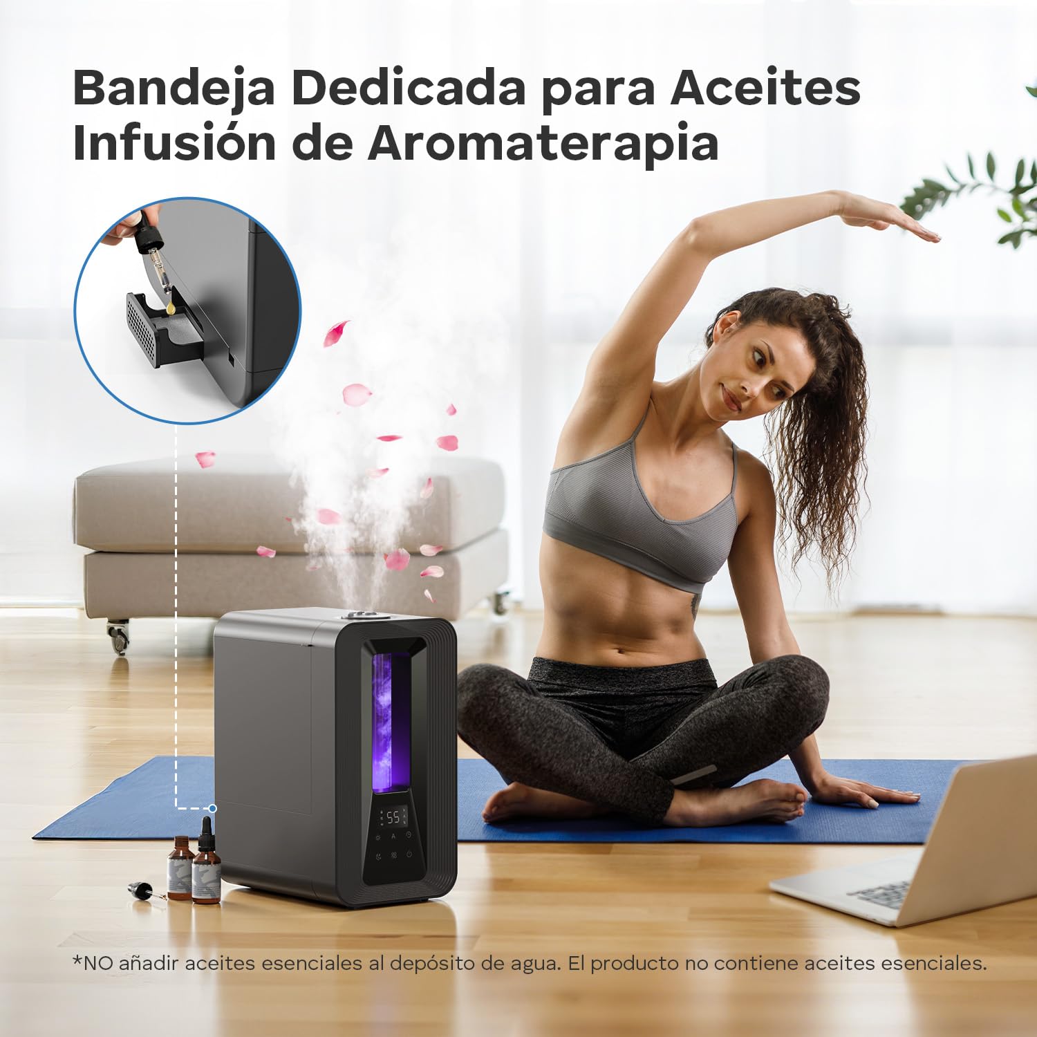 AROEVE Humidificador Ultrasónico 5L Niebla Fría con Higrostato Inteligente, 50H Duración, 25dB Silencioso