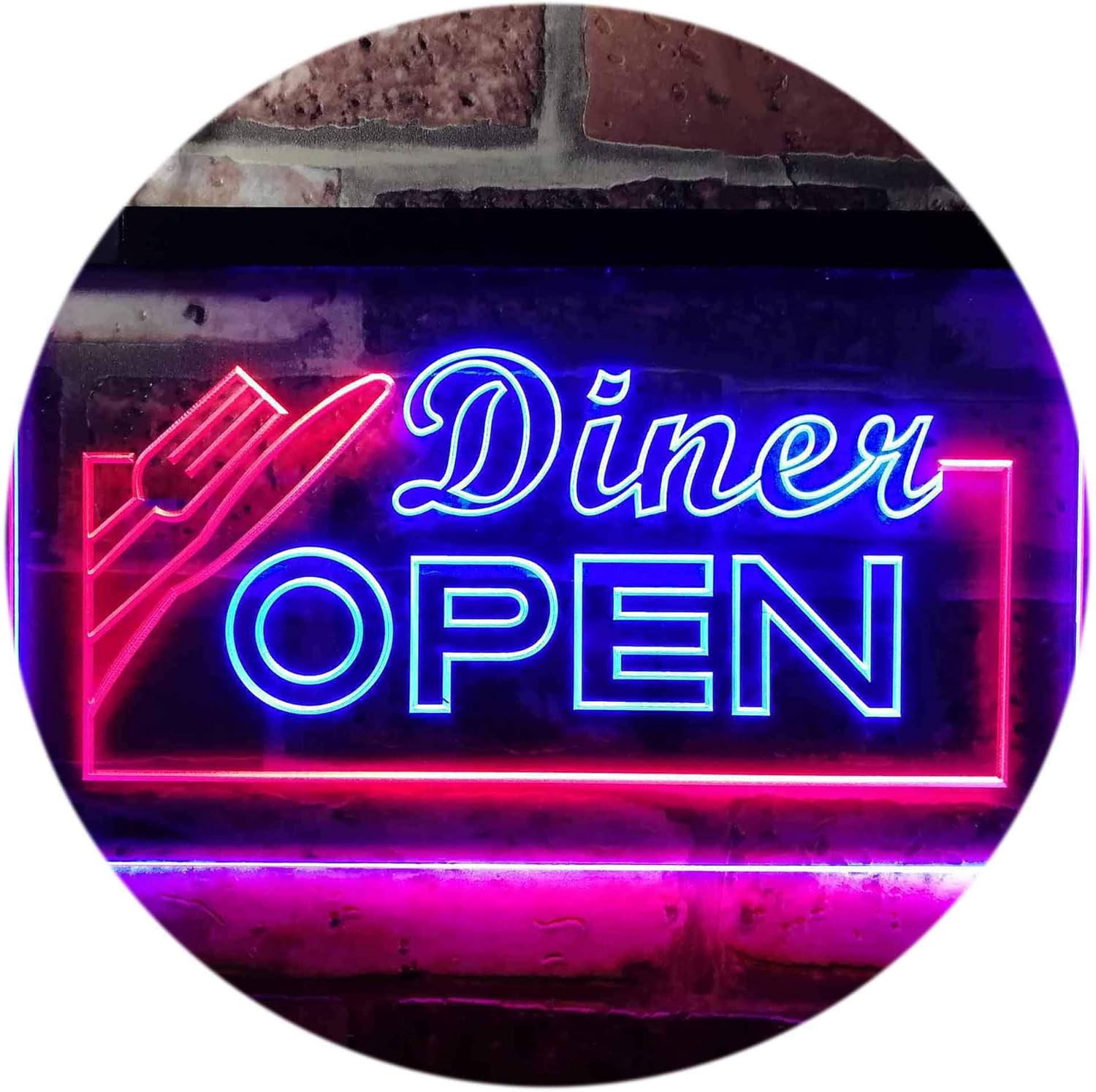 ADVPRO Diner Open Restaurant Café Bar Dual Color LED Neon Sign Red & Blue 24" x 16" st6s64-j0718-rb