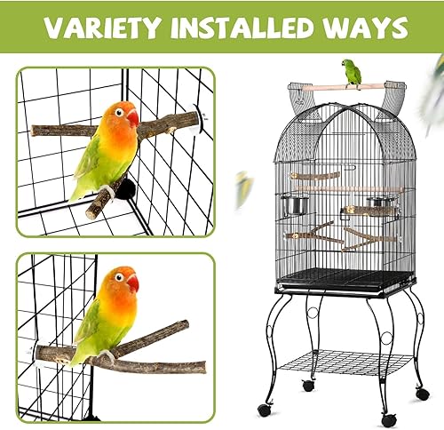 Miniatura 16 de 8 perchas para pájaros de madera natural para jaulas, soporte y plataforma para loros, accesorios para jaulas de pájaros para periquitos, cacatúas