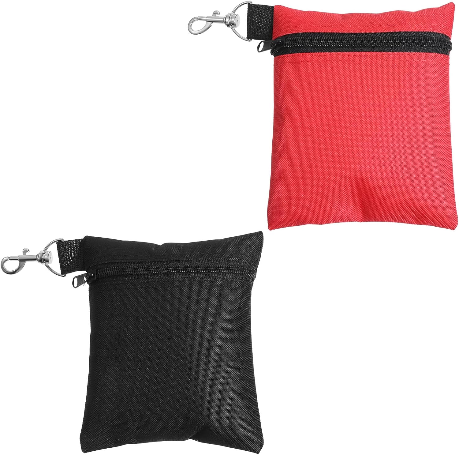 2Pack Golf Tee Bag, Golf Tee Pouch, Golfs Ball Storage Accessory Bags with Clip, 6.7" x 5.5" Zippered Pouch for Tees Balls, Valuables Holder, Men Women, Golfs Gift​ (Black, Red)