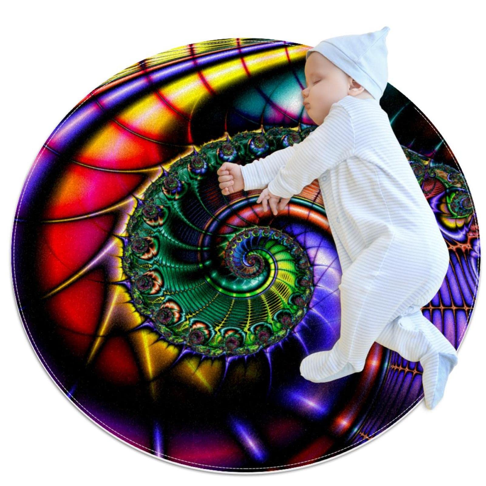 Tapis de salle de bain en spirale pour créer un coin douillet près du canapé