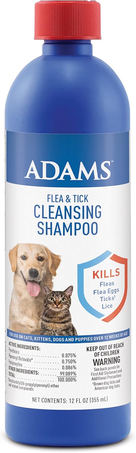Adams Plus Flea & Tick Foaming Shampoo & Wash for Cats & Kittens Over 12 Weeks | Sensitive Skin Flea Treatment for Cats and Kittens | Kills Adult Fleas, Ticks, and Lice On Contact | 10 Oz : Pet Supplies