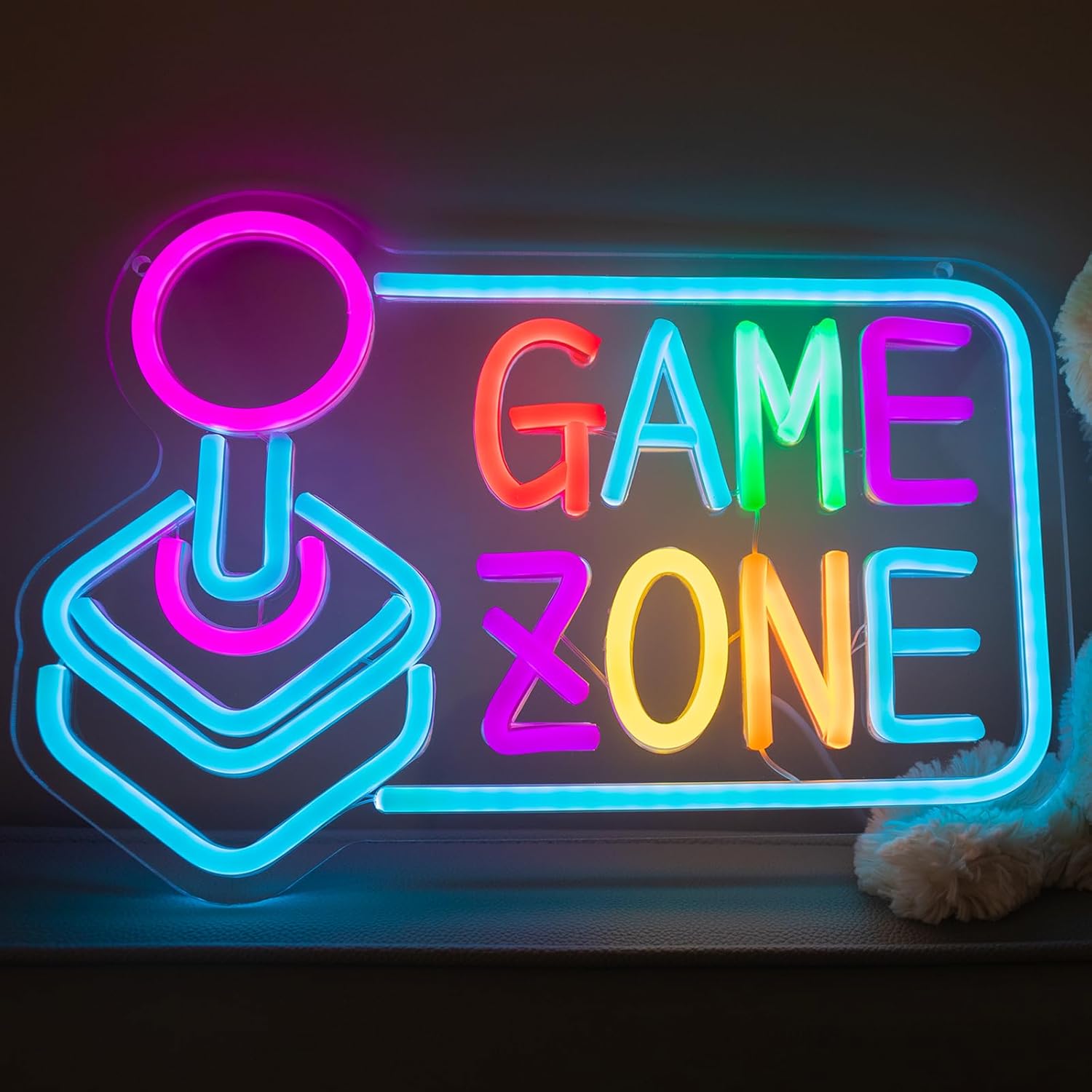 Game Zone Neon Sign for Wall Decor, Dimmable Gaming Neon Lights LED Gamer Decor Accessories for Man Cave, Game Room, Bedroom, Gifts for Gamer, Boys, Teens, Men