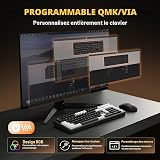 YUNZII AL98 QMK/VIA Wireless Mechanical Gaming Keyboard, Full Aluminum, BT/2.4G/USB-C, Pre-Lubed Hot Swappable Linear Switches Gasket Mount 1800 Layout (Black, Milk V2 Switch) - 4