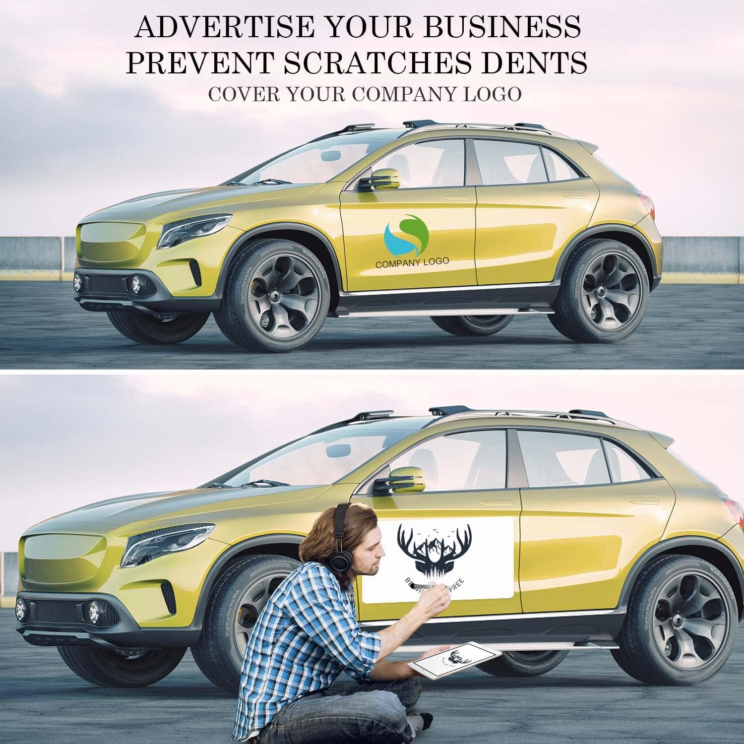Blank Car Magnets with 40 mils -4 Pack 24” x 12” Rounded Corners Flexible Magnetic Sheet, Door Magnets for Vehicles to Advertise Business and Cover Company Logo