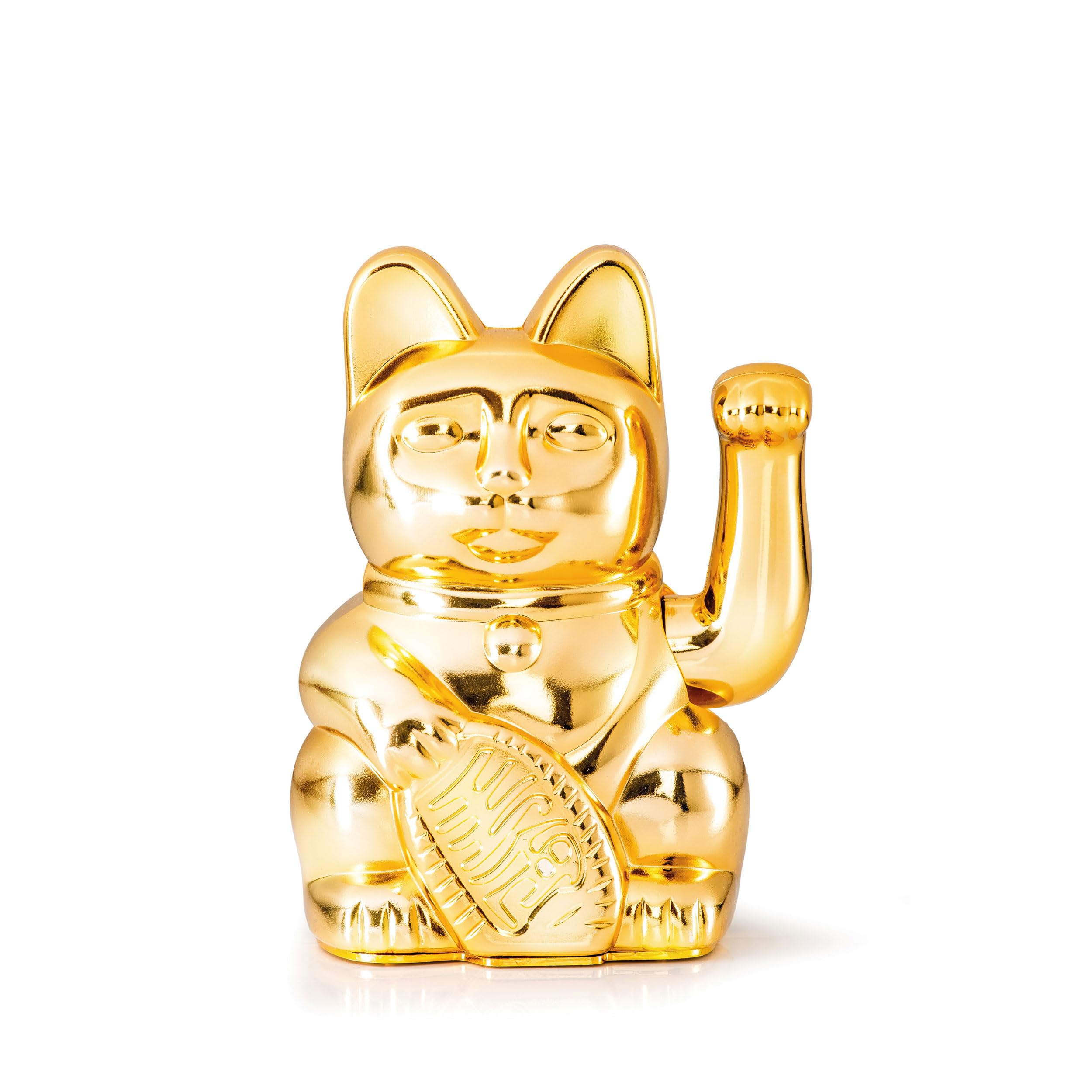 Chat décoratif japonais doré Lucky Cat sur une étagère de salon zen