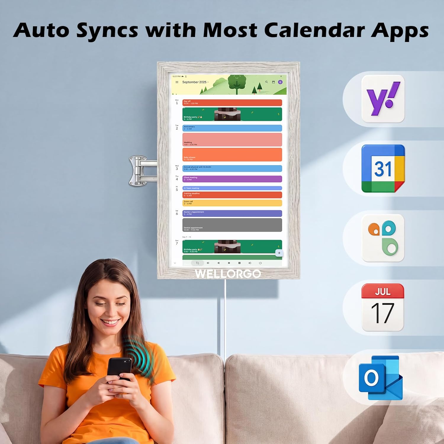 Smart Digital Calendar, 24” Wall Planner Touch Screen with Kids' Chores Chart/Meal Plan/Streaming Services/Photo Display, Electronic Calendar with Google Play & Calendar Sync, Remote Control Supported
