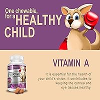 Vista 4 de Multivitamínico, Sabor Chicle, Niños, Vitamina A, Vitamina C, Vitamina D, Etc. 60 Tabletas Masticables. Multivitamínico, Sabor Chicle Masticables
