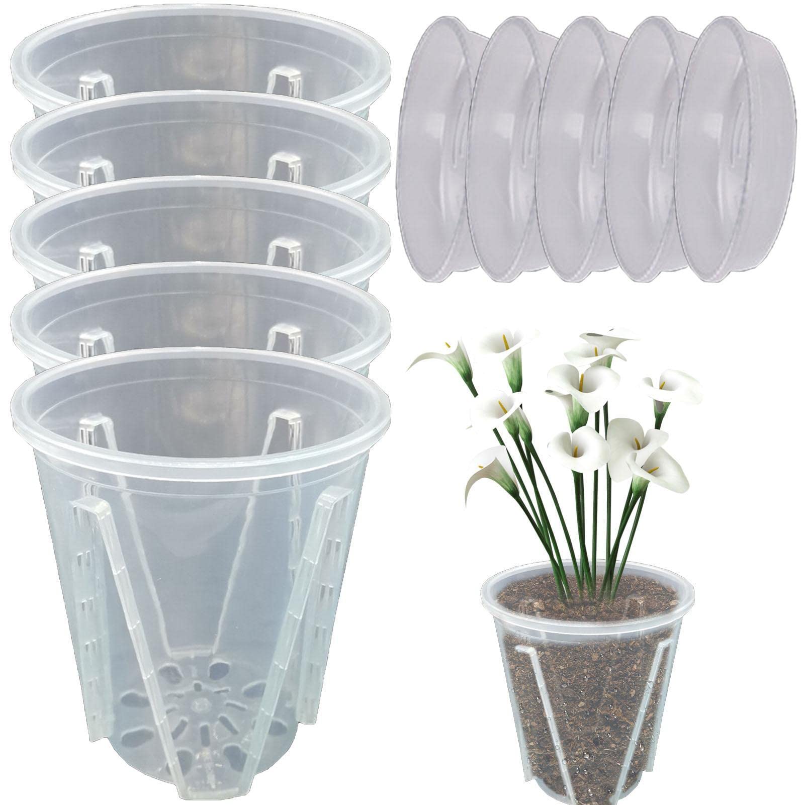 Pots À Orchidées Drainage Pots Fleurs En Plastique Transparent Pour Plantes Semences Pots Fleurs Ronds Pour Orchidées Plantes Serpent Menthe Cactus